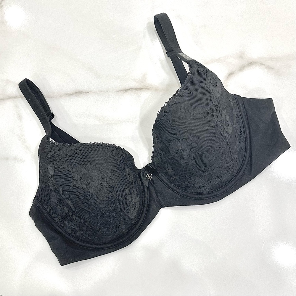 Victoria’s Secret Demi-Buste Double Soft Elegant Black Lace Bra - Picture 3 of 9